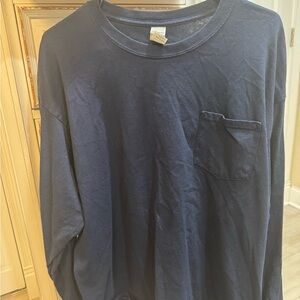 Gildan Dark Blue Long Sleeve Tee with Pocket